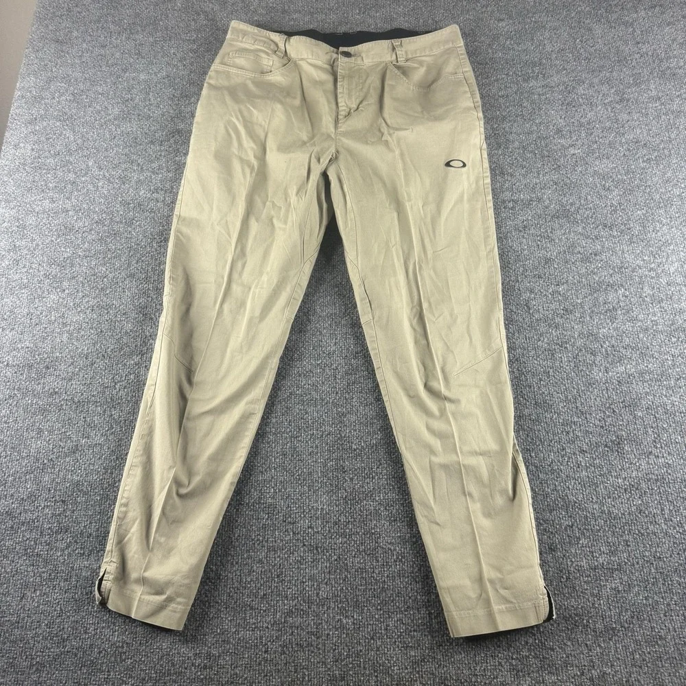 Oakley Pants Mens 34x28 Beige Stretch Chino Regular Fit Straight Logo Pockets